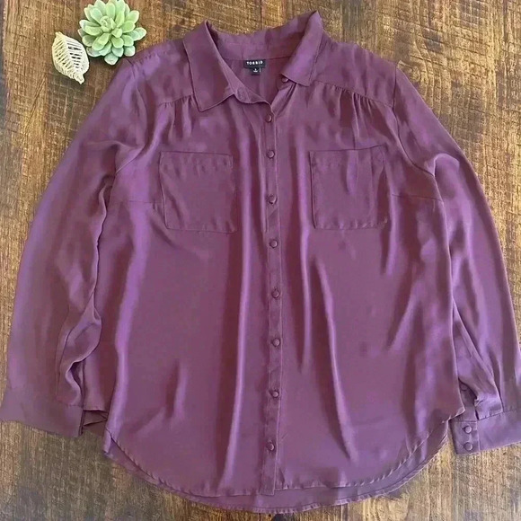 Torrid | Madison Georgette Button-Up Long Sleeve Shirt, 3X - Picture 4 of 7